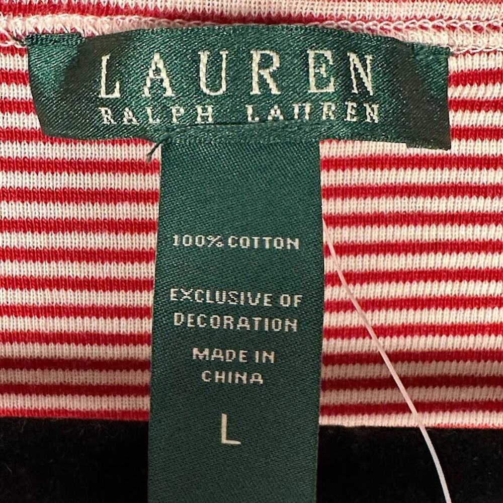 Lauren Ralph Lauren Sleep Shirt Womens Large Red White Striped Nightgown Pajamas - Picture 7 of 11